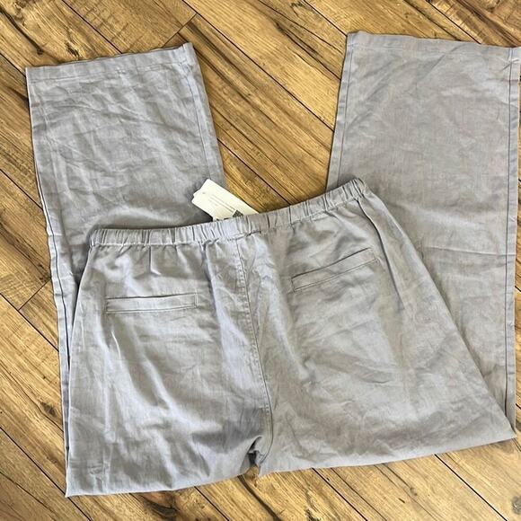 NWT Coofandy size XXL light gray cotton wide leg pants linen look - Picture 3 of 4
